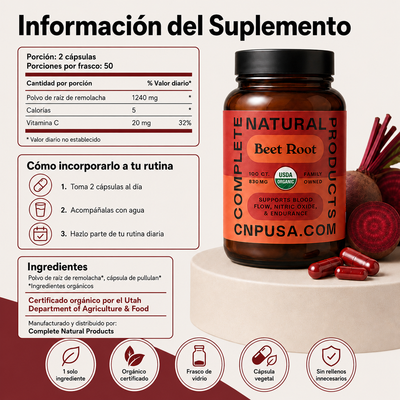 Polvo de Remolacha Orgánica - En Capsulas